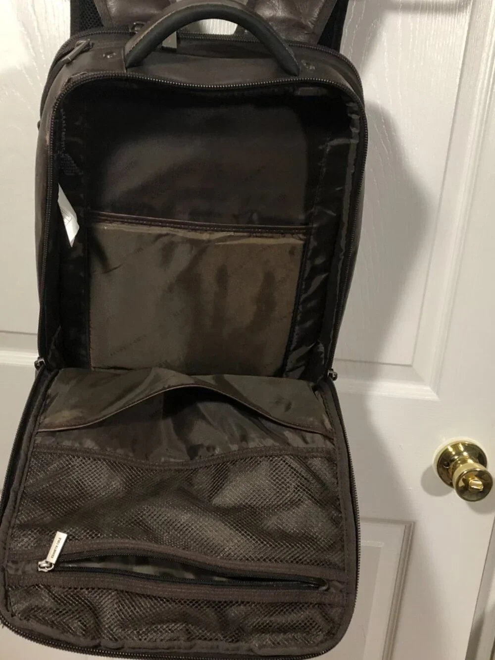 Kenneth Cole Reaction men work backpack light travel in brown leather, Padded